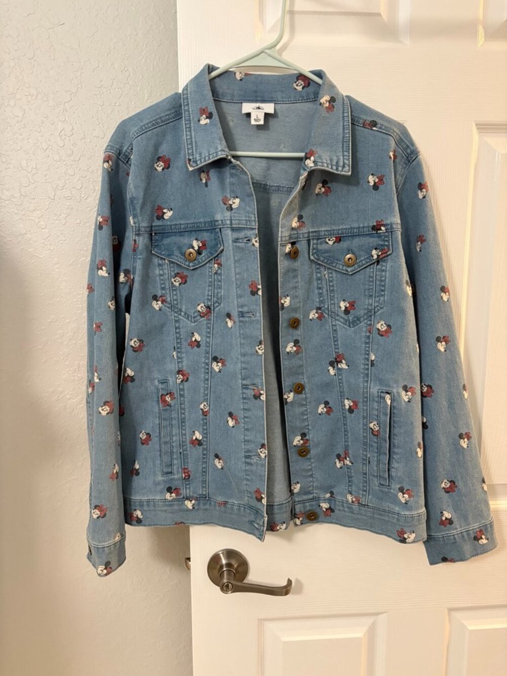 Disney Parks Minnie Mouse All Over Print Denim Jacket